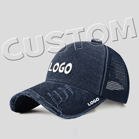 Unisex 3D bordado Transferencia de Calor papá camionero sombrero logotipo personalizado lavado Denim gorras de béisbol desgastadas venta al por mayor tela impresa