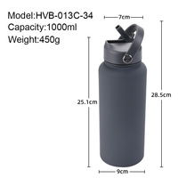 Bouteille d'eau en acier inoxydable isolée 1000 ml Bouteille en acier inoxydable avec paille Bouteille d'eau en acier inoxydable 1 litre