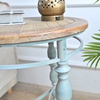 Table basse ronde en bois sculpté rustique INNOVA, style antique shabby chic, table d'appoint d'angle avec pieds amovibles
