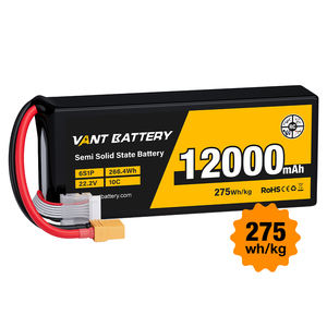 סוללת ליתיום-פולימר VANT חצי מוצקה 12000mAh 10C <span class=keywords><strong>22.2V</strong></span> <span class=keywords><strong>6S</strong></span> עבור רחפנים לצילום אווירי/חקלאות/לוגיסטיקה ניתנת להתאמה אישית - Product Image 1