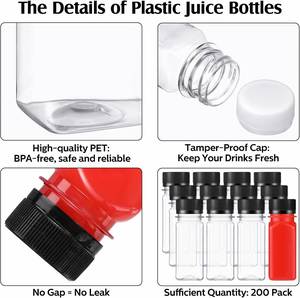 Botellas de Plástico Vacías de 2oz, 4oz, 5oz, 6oz, 8oz, 10oz, 12oz, 13oz, 16oz y 32oz con Tapas Herméticas, Envases para Bebidas, Jugos, Leche y Bebidas - Product Image 3