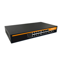 Commutateur PoE Passif Non Standard TiNCAM Smart Gigabit 16 Ports 100M avec 2 Uplinks 10/100/1000Mbps et 1 SFP pour Interphone de Bâtiment 15V 24V