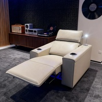 Ensemble de cinéma maison moderne extensible avec canapé inclinable électrique en cuir véritable, appui-tête VIP, chargement USB et télécommande