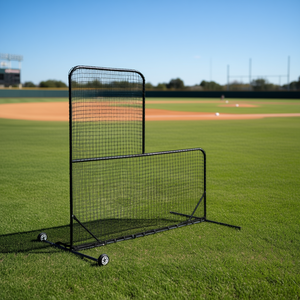 Red de entrenamiento de béisbol en forma de L con ruedas, marco de metal negro, portátil, para práctica de bateo, modelo D0100XUVB4V - Product Image 2