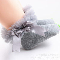 Chaussettes en dentelle pour enfants, chaussettes courtes en coton pour bébés filles, chaussettes de princesse avec nœud en dentelle, nouveau produit, chaussettes pour enfants
