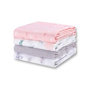 Mantas Envolventes <span class=keywords><strong>de</strong></span> Muselina, Paquete <span class=keywords><strong>de</strong></span> 4, 100% Algodón, Mantas Envolventes Grandes para Recién Nacidos, Mantas Suaves y Transpirables para Bebés - Product Image 1