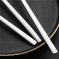 Cuchara de Acero Inoxidable de Mango Largo y Cabeza Cuadrada, Agitador Premium para Café y Postres, Varilla para Bar, Hielo, Leche y Té