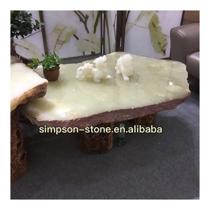 หินออนิกซ์สีเขียวสำหรับโต๊ะอาหารและโต๊ะกาแฟทรงกลม - Product Image 4