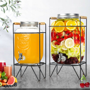 Grand récipient de stockage pour boissons, jus, vin, verre à boire, fabrication de bière artisanale, bocal en verre Mason avec couvercle à vis en métal et sortie - Product Image 2