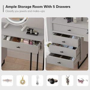Juego de tocador de maquillaje de alta calidad con cajones, tocador de almacenamiento, tocador para dormitorio - Product Image 4