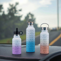 Bouteille d'eau isotherme en acier inoxydable personnalisée en gros, design dégradé, 350, 500, 750 ml, pour la gym, le sport, les activités de plein air et les voyages