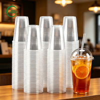 Onbreekbare PET Frappuccino bekers met drinklepels, exportkwaliteit, transparante plastic tumblers voor desserts