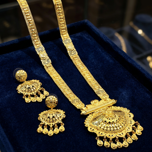 Juego de Joyería Largo Chapado en Oro de 14K, 18K, 24K al por Mayor, Diseño Floral Tradicional, Conjunto de Joyería de Moda - Product Image 1