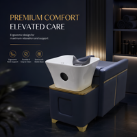 Fauteuil de lavage professionnel de luxe moderne et durable avec bac en céramique, confortable et semi-inclinable, pour salon de coiffure