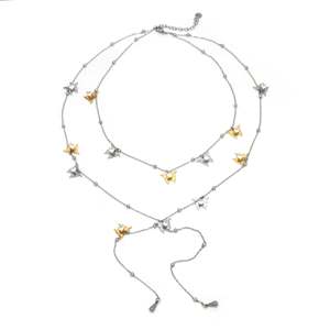 E695-N320-0200G Collares de Mujer a la Moda, Chapados en Oro, con Circonitas, Cadena de Serpiente, Forma de Estrella, en Capas - Product Image 1