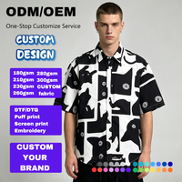 Chemise à imprimé animal pour homme, noir et blanc, silhouette abstraite, manches courtes, boutonnée, décontractée, été, plage, vacances