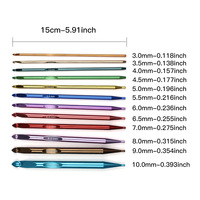 Lot de 12 crochets tunisiens en aluminium détachables, têtes de crochet interchangeables, outils de tricot DIY