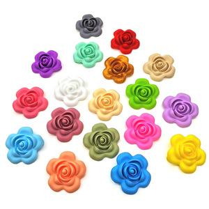 Silicone Grosse Rose Perles Fleur Bébé Dents Sans BPA Rose Bébé Jouets De Dentition Accessoires pour Sucette Chaîne Sans BPA - Product Image 1