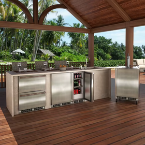 BAINENG All-season Stainless Steel <b>Outdoor</b> Kitchen <b>Cabinet</b> Bbq Grill Camping <b>Outdoor</b> Kitchen Island with Refrigerator - Product Image 1