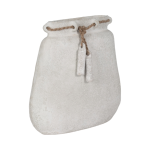 Vaso per Fiori in Ceramica Largo con Dettagli in Juta per Arredamento Soggiorno e Casa - Product Image 3