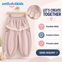 Smiledotkids Pantalon de jogging personnalisé pour enfants, rose, avec volants en dentelle à la taille, breloque lapin, doux, OEM ODM, pour petites filles, vente en gros