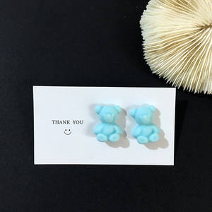 2025 nuevo creativo dulce brillo niñas Mini Oso de goma pendientes joyería lindo colorido Oso de dibujos animados diseño Stud pendientes para niñas - Product Image 2