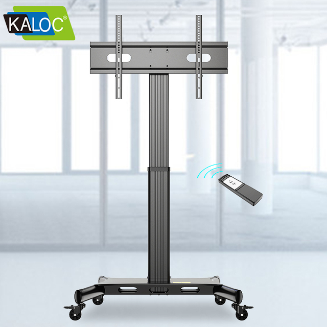 KALOC Heavy-Duty Height Adjustable Removable TV Floor Stand Rolling Motorized Cart with Remote Control Soporte Para Tv Ruedas