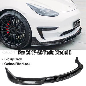Pour Tesla Model 3 2017-2023 : Kit Carrosserie Lame de Pare-chocs Avant, Splitter, Diffuseur, Spoiler, Accessoires de Tuning en Fibre de Carbone Noir Brillant - Product Image 1