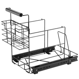 Porta Pattumiera Estraibile Regolabile <span class=keywords><strong>Sottolavello</strong></span> in Ferro con Supporto Scorrevole per Bidone dei Rifiuti - Product Image 1
