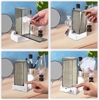 Distributeur automatique de tampons de coton rectangulaires en plastique avec couvercle anti-poussière, organiseur de lingettes à ongles sans peluches, design moderne et minimaliste pour maquillage et coiffeuse