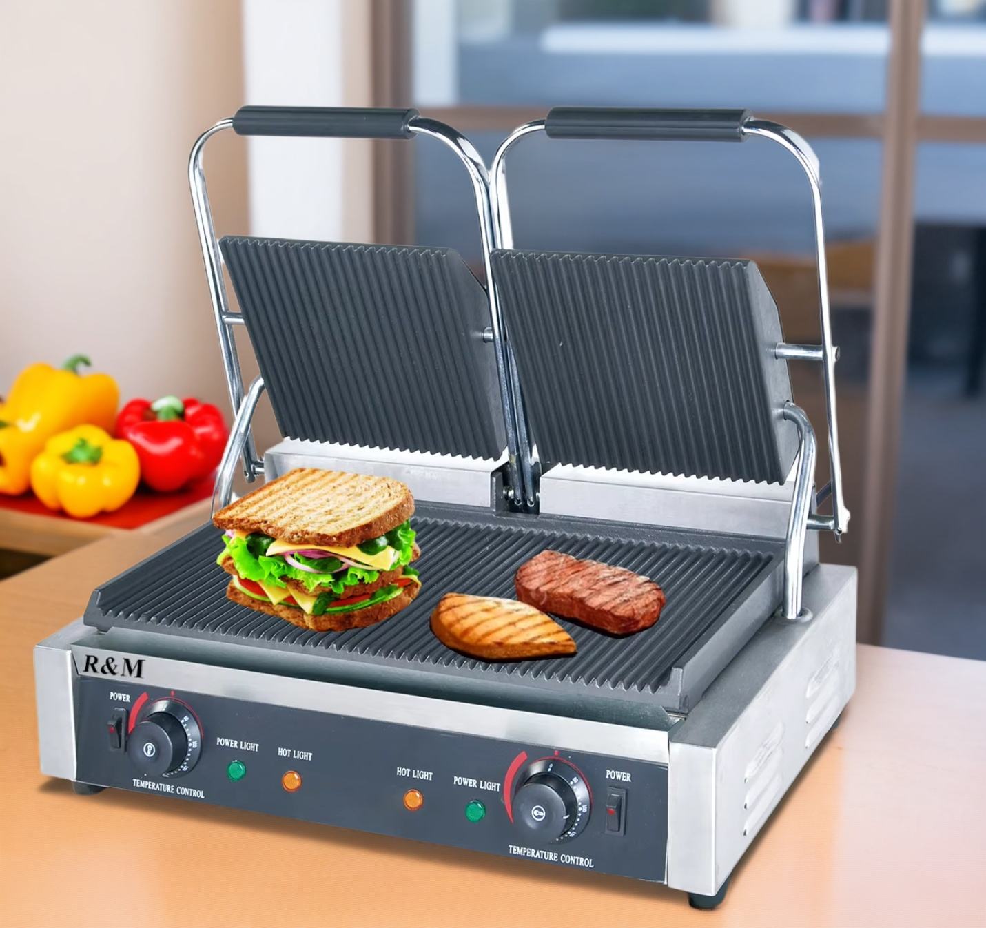 Adexa Heavy Duty Panini Grill Grilled Cheese Maker Commercial