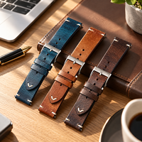 Bracelet de montre vintage en cuir italien ciré à l'huile 20/22mm, en cuir de vachette vieilli, personnalisable OEM ODM