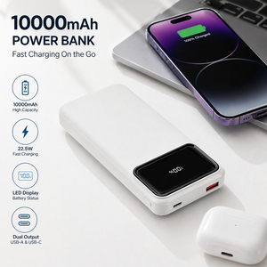 Banco de Energía Portátil de 10000mAh con Cables Integrados Tipo-C, USB e <span class=keywords><strong>iOS</strong></span>, Carga Rápida de 22.5W, Pantalla LED - Product Image 2