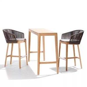 Modern Teak Wood Rope Woven Outdoor Furniture Set Waterproof UV Resistant Patio Sofa <b>Dining</b> <b>Table</b> Chair Daybed <b>Bar</b> Stool - Product Image 5