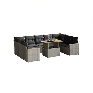 Set Divano da Giardino in Rattan Grigio 6 Posti Resistente alle Intemperie Arredamento da Esterno Design Contemporaneo - Product Image 1