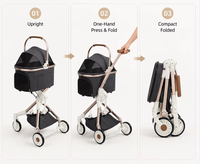 Poussette pliable portable pour animaux de compagnie avec fenêtre avant réglable et roues pivotantes à 360 degrés pour chiens et chats
