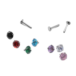 Piercing de Oreja de Aleación de Titanio F136 con Zirconia de Color 5A, Incrustaciones de Uñas y Huesos, Rosca Interna, Estilo Punk, Hip Hop, Urbano - Product Image 3