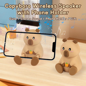 Cadeau de voyage bureau à domicile Haut-parleur sans fil Capybara mignon avec support pour téléphone Mini haut-parleur sans fil TWS portable pour iPhone Android - Product Image 2