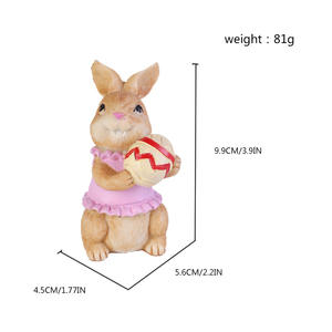 Figurines de Lapins de Pâques Peintes à la Main <span class=keywords><strong>en</strong></span> Résine (Lot de 2) – Collection Printemps Pâques - Product Image 6