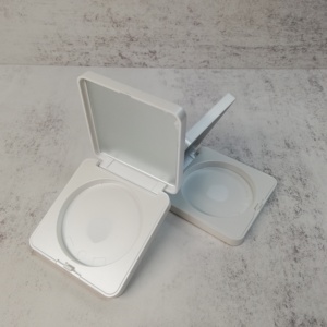 Square White Empty <b>Powder</b> <b>Compact</b> Case With Mirror Cosmetic Blush Container Makeup Foundation Eye shadow Palette Custom Logo - Product Image 1