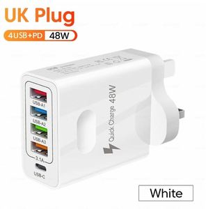 อะแดปเตอร์ชาร์จโทรศัพท์ 48W พร้อมพอร์ต USB 4 ช่อง + ช่อง PD 1 ช่อง วัสดุ ABS สำหรับชาร์จโทรศัพท์ iPhone และ Samsung - Product Image 5