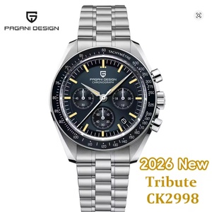 PAGANI DESIGN 2026 Nouvelle montre à quartz de luxe pour homme en acier inoxydable, date automatique, chronographe, verre saphir - Product Image 1