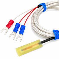 Sensor de Temperatura RTD PT100 Tipo Parche, Cable Trenzado de Fibra de Vidrio de 3 Hilos, Terminal en U, Montaje Superficial, Resistencia Térmica de Platino, OEM
