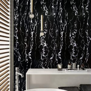 ORON DECO adesivo in marmo vinile nero autoadesivo impermeabile 3d cucina adesivo da parete Peel and Stick carta da parati <span class=keywords><strong>per</strong></span> camera da letto - Product Image 2
