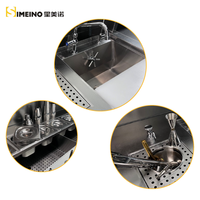 SIMEINO XMN Bar-3750 Custom 3.75m Titanium Stainless Steel Meja Bar Koktail Komersial dengan Trim Kayu dan Stasiun Keran Terintegrasi