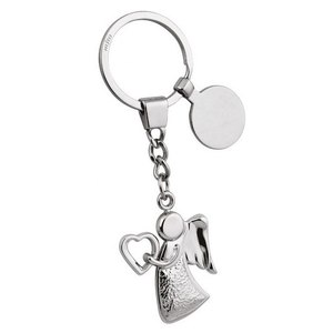 Porte-clés en métal avec logo personnalisé, design cœur-ange, sans boîte - Product Image 1