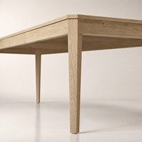 Table à manger rectangulaire extensible en chêne lavé avec pieds effilés et 45 °   Solution rapide pour les projets résidentiels et hôteliers de luxe