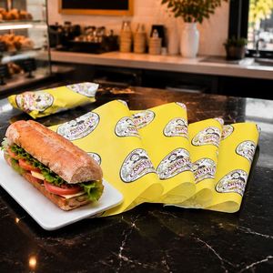 Custom Printed Food Grade Grease Proof Wrapping <b>Paper</b> With Logo for Burger Burrito Taco Deli Sandwich Wrapping <b>Paper</b> - Product Image 4