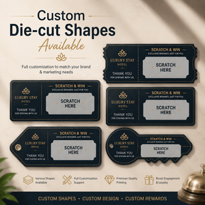 Tarjetas Rasca y Gana de Alta Calidad para Hoteles, Elegantes en Azul Marino y Dorado, Servicio de Impresión Personalizada, Tarjetas de Promoción - Product Image 3