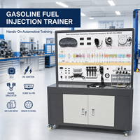 Banco de entrenamiento metálico para sistemas de inyección de combustible de gasolina automotriz, con ECU, encendido eléctrico DIS y diagnóstico EOBD, para uso profesional.